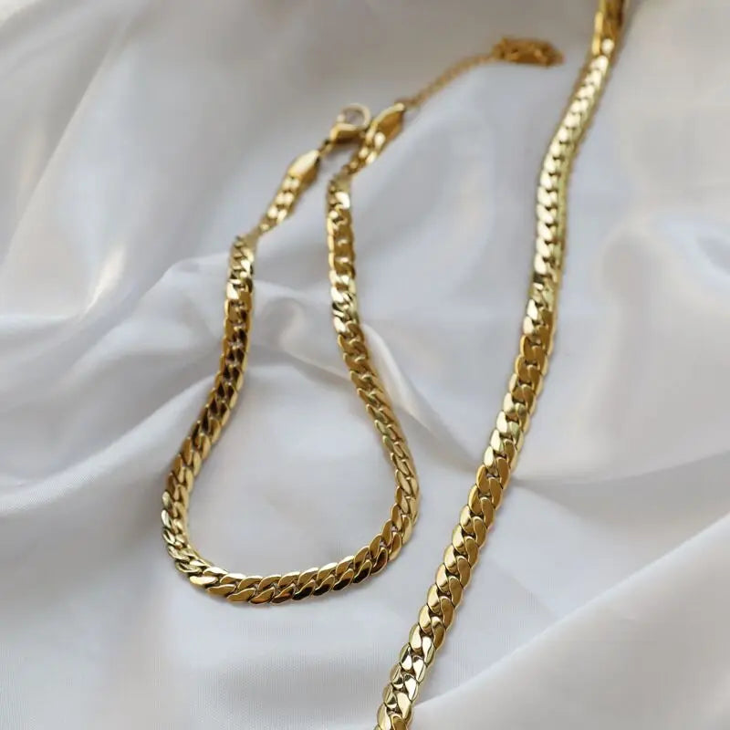 6MM Fashion Jewelry 24k Gold Plated Chunky Cuban Chain Statement Stainless Steel Gold  Chain Necklace for Men and Women