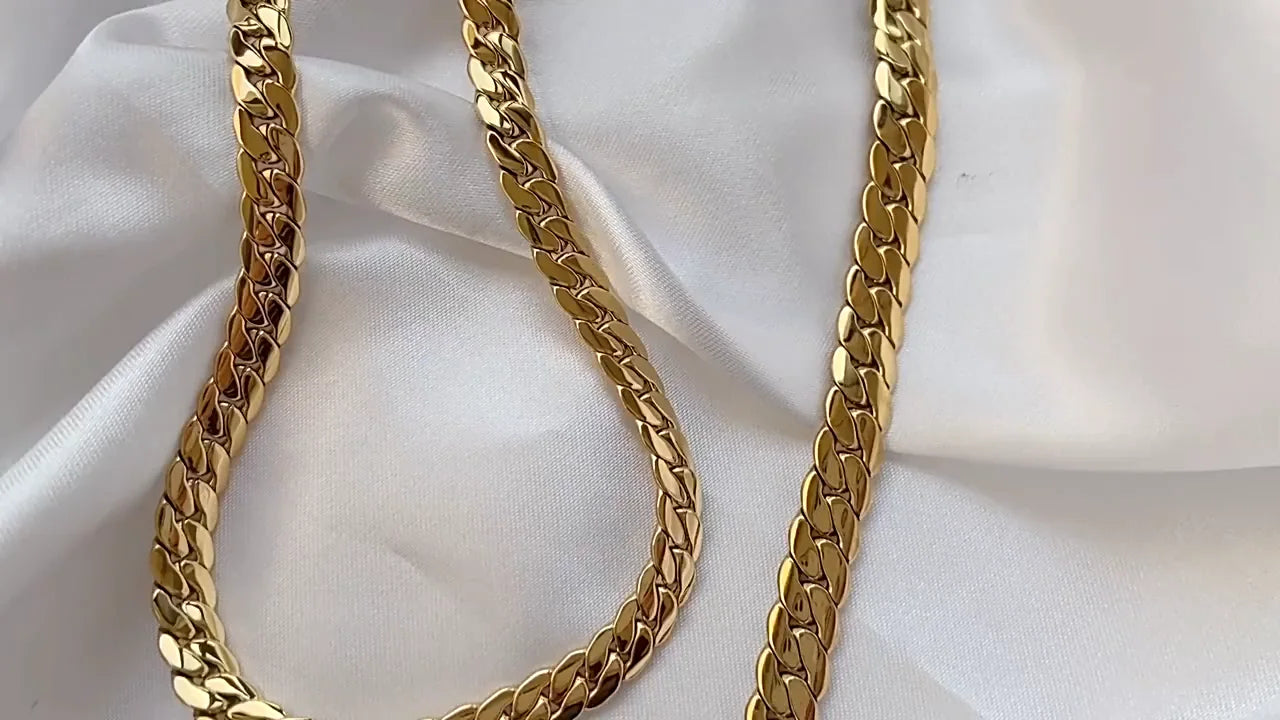 6MM Fashion Jewelry 24k Gold Plated Chunky Cuban Chain Statement Stainless Steel Gold  Chain Necklace for Men and Women