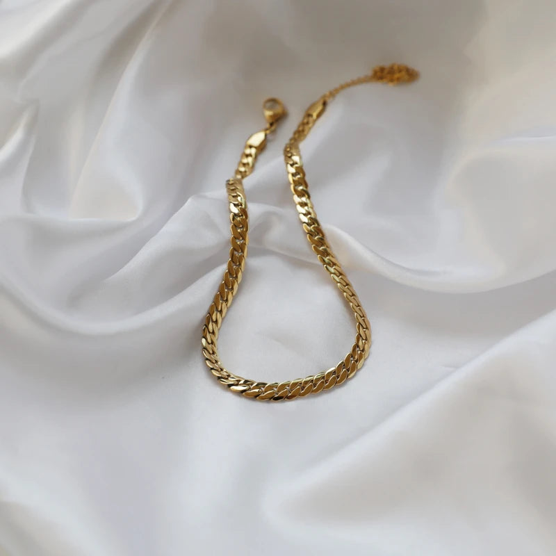 6MM Fashion Jewelry 24k Gold Plated Chunky Cuban Chain Statement Stainless Steel Gold  Chain Necklace for Men and Women