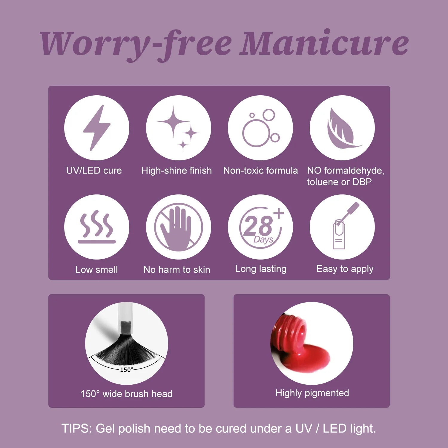 4x12ml Gel Nail Polish Kit, 4 Colors Dark Red Purple Brown Glitter Pink Soak Off UV LED Nail Gel Set for Salon Manicure Nail Art