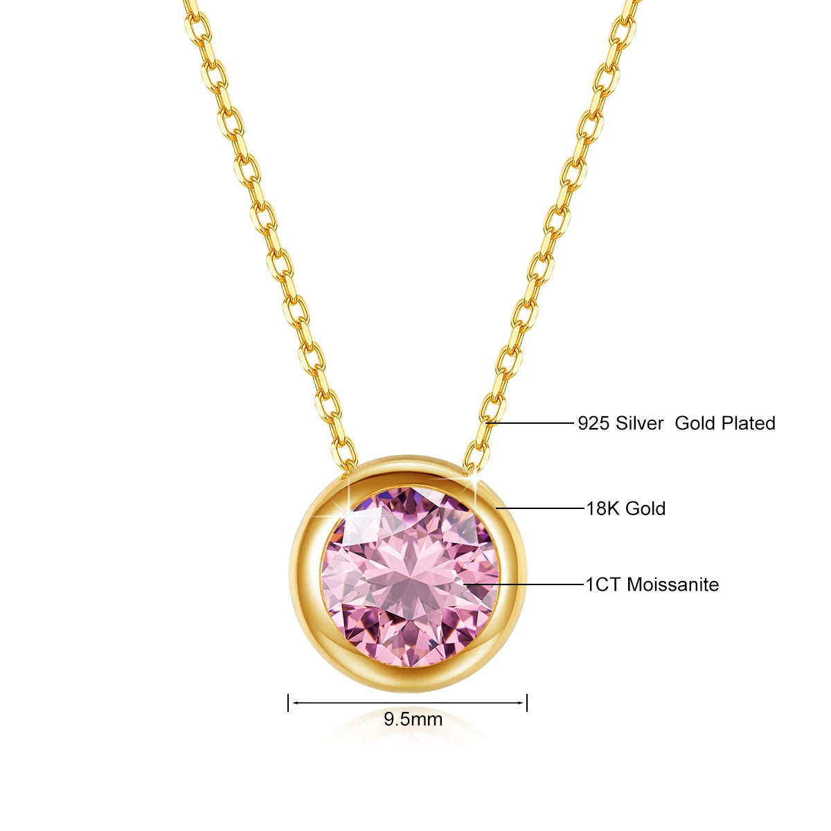 100% Real 18k Gold Necklace With Moisanite 0.5ct D Color VVS1 Certificated Dubai  AU750 Jewelry For Women Wedding Gift Wholesale